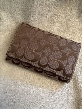 Coach Brown Signature Fold Wallet